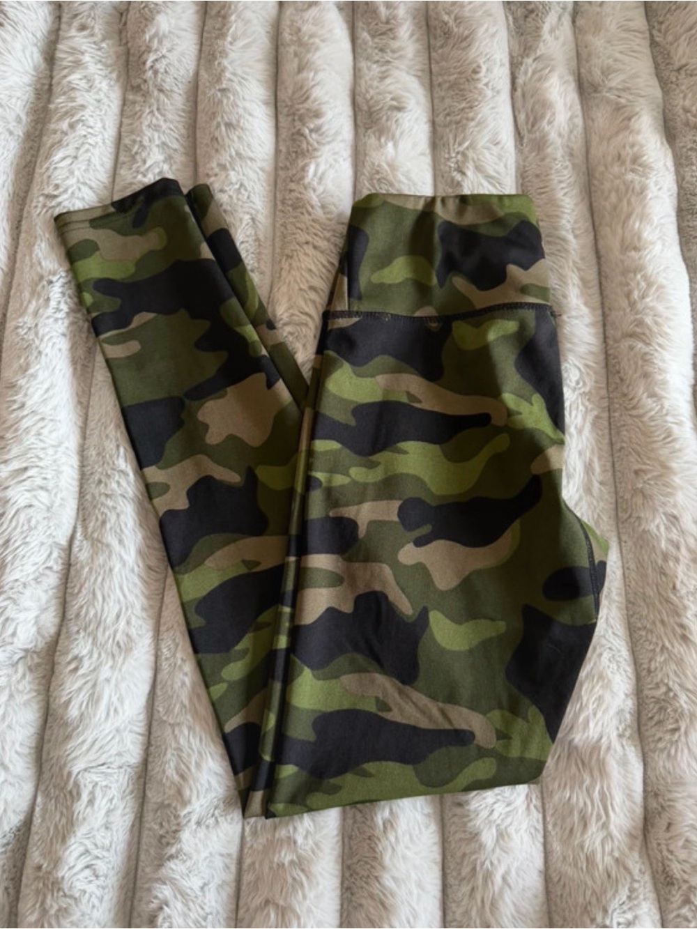 Camo Print Leggings - Olive Green